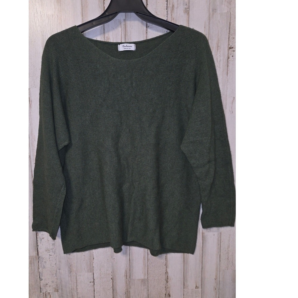 Italy Pure Cashmere S/M Dolman Boxy Sweater Pullover Boat neck